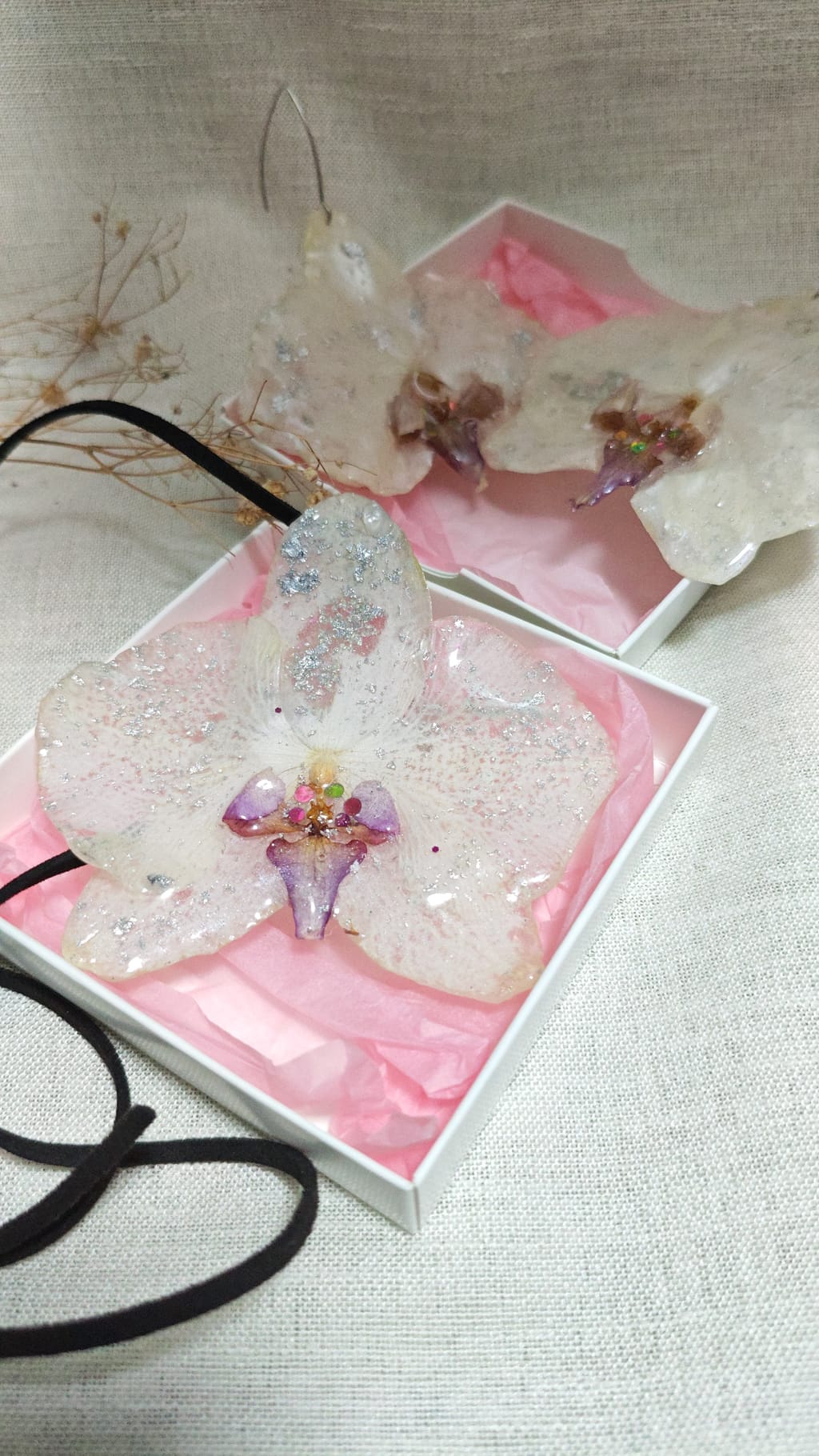 🌸 Grația Exotică: Set Bijuterii cu Orhidee Naturale (3-în-1) - Image 1